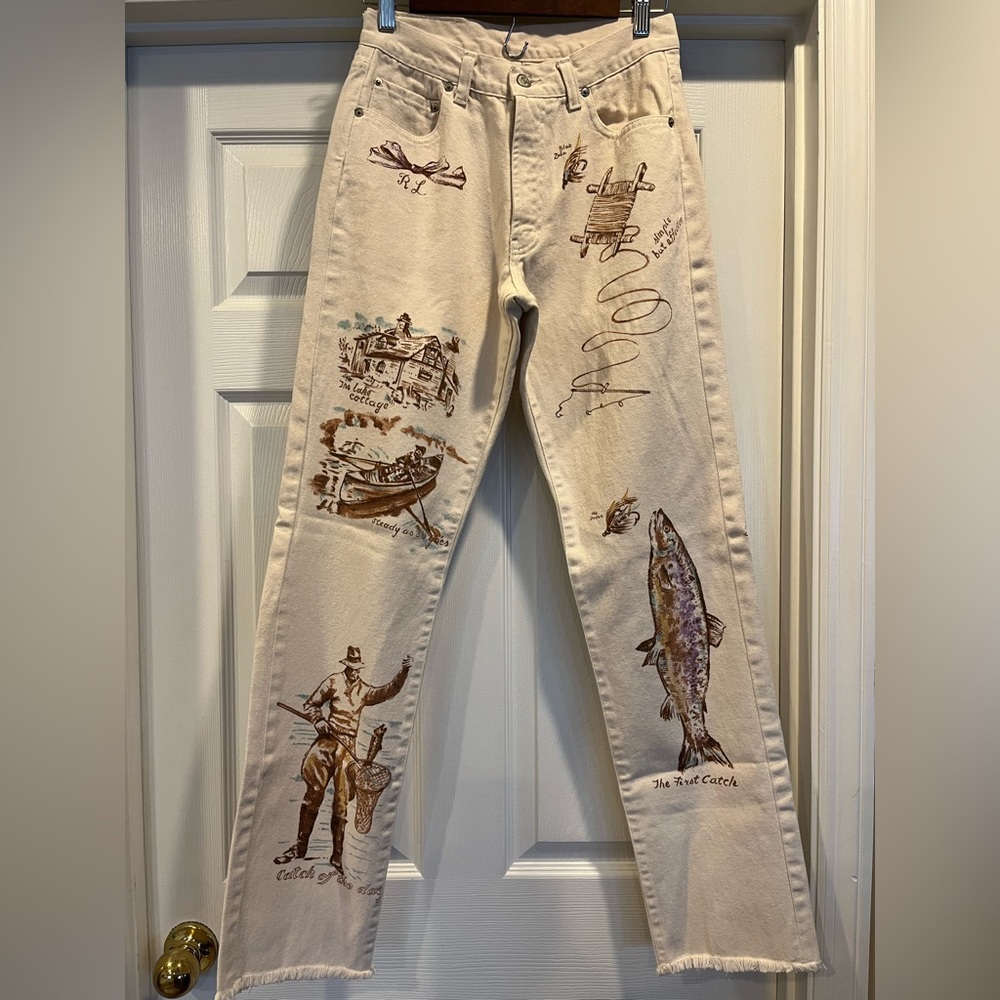 Vintage Ralph Lauren Navajo Fishing Painted Jeans